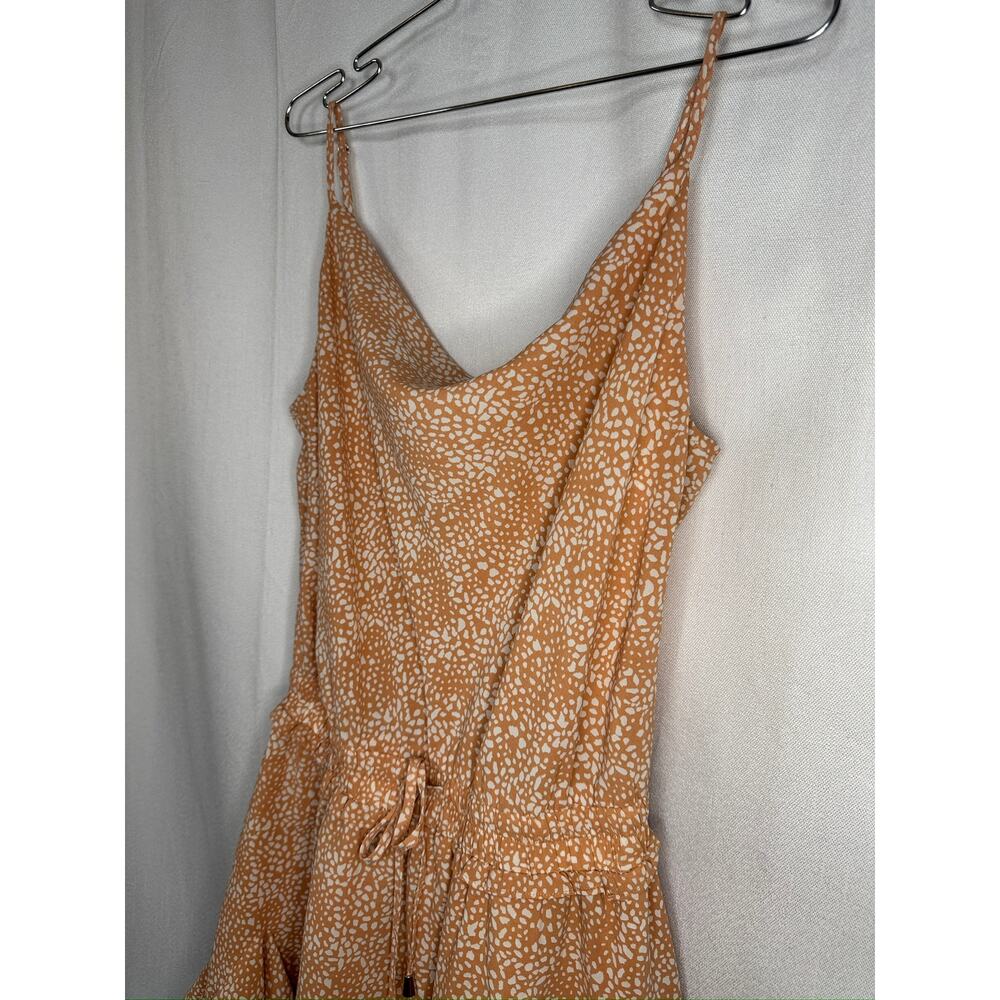 412. Entro Pebble Print Tiered Romper Tan White Size L - Picture 5 of 9